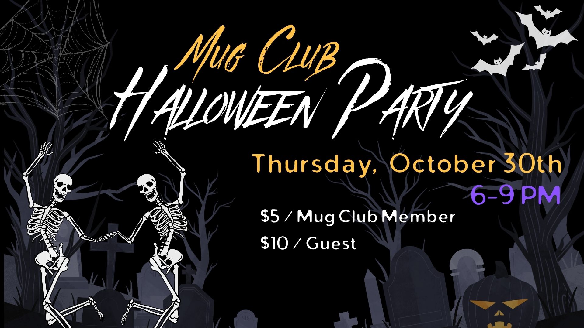 Halloween party invitation with skeletons