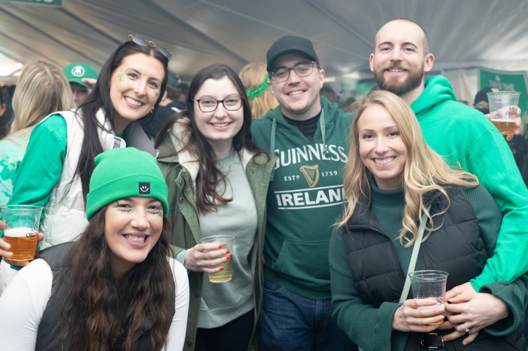 Group celebrating St. Patrick's Day.